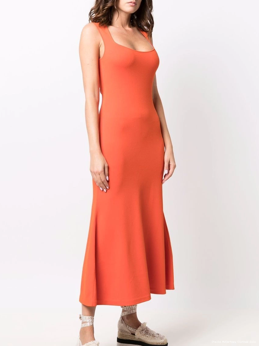 Affordable square-neck Women Stella flared McCartney sleeveless dress 0326